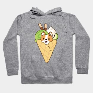 Cute Corgi in the Waffle with Avocado Ice Cream & Chocolate Stick Hoodie